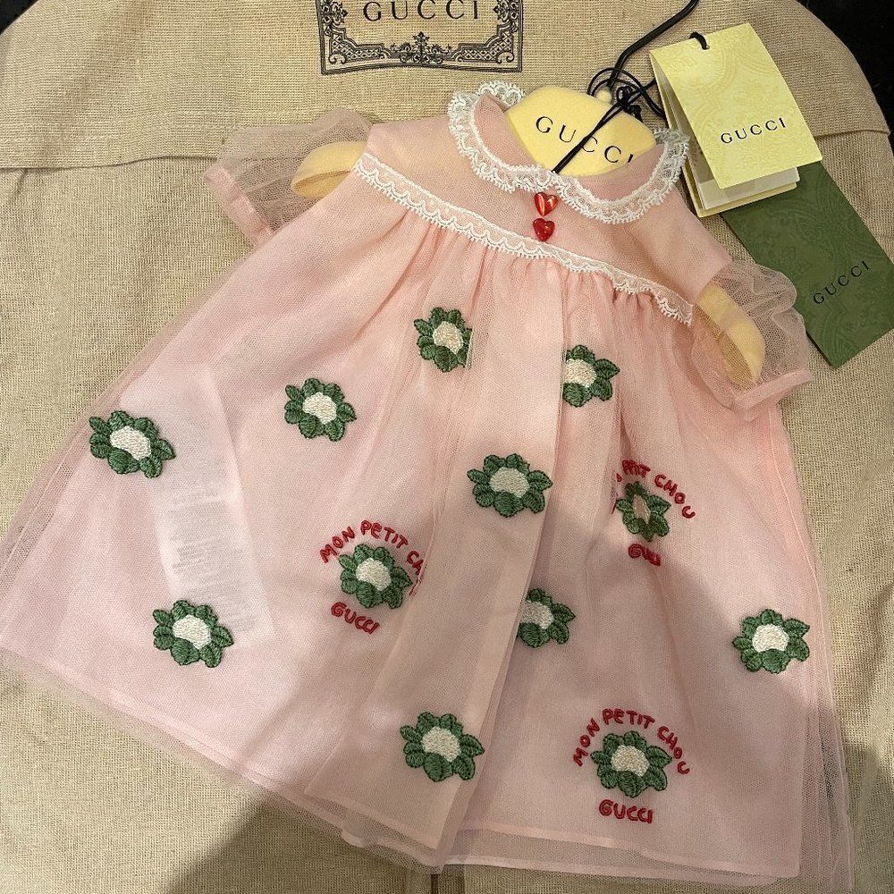 Gucci Kids embroidered-design short-sleeve dress - NWT